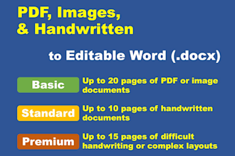 manually convert handwritten, PDF, and image files to word