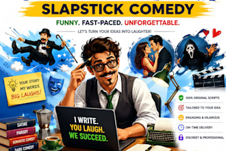 write italian slapstick comedy, satire, parody and romantic stories