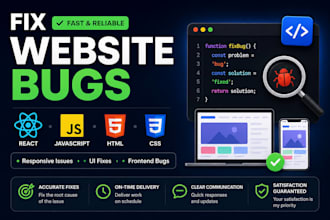 fix HTML CSS javascript and react website bugs