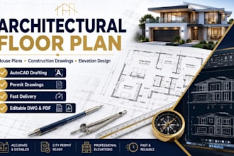 draw architectural floor plan house plan construction drawing elevation design