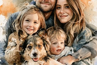 make watercolor family portrait