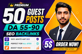 write and publish high da 90 dofollow SEO premium guest post link building