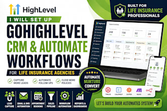 set up gohighlevel CRM and automate workflows for life insurance agencies