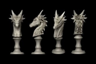 sculpt cad design custom chess piece figurine 3d character stl blender files