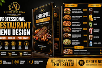 design a digital menu, digital menu board, restaurant menu, and food menu