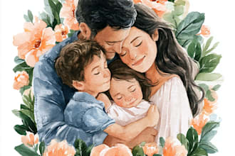 make watercolor family portrait