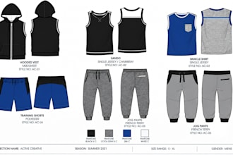 create activewear tech pack, sportswear, gymwear, fashion tech pack, tech flats