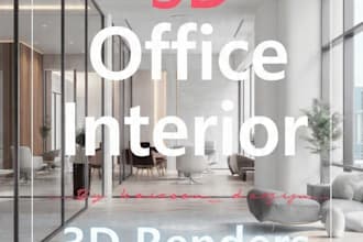 create realistic 3d office interior and room design renders