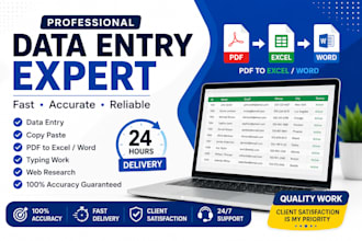 data entry, pdf to word, copy typing work