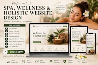 design holistic spa website, wellness massage spa website