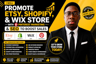 promote etsy shopify wix store with pinterest marketing SEO to boost sales
