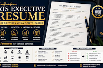 write an ats executive resume for director, vp, and c suite leaders