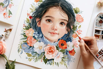 create watercolor and digital illustrations