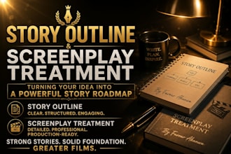 write a professional story outline and screenplay treatment