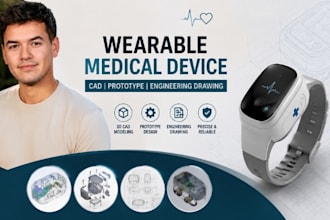 wearable medical device cad, solidworks, prototype, engineering drawing