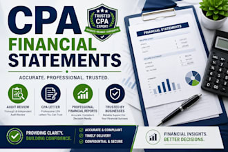 prepare CPA financial statements, audit review and CPA letter