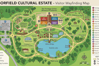 create a hiking trail map, cycling routes, and visitor wayfinding  map