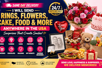 send ring flowers gifts, food and groceries same day surprise delivery in USA