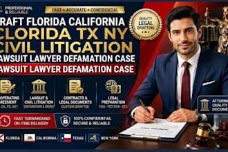 draft florida carlifornia tx ny civil litigation lawsuit lawyer defamation case