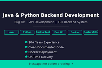 develop java or python backend API and fix bugs