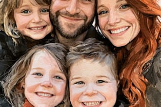 create a watercolor family portrait
