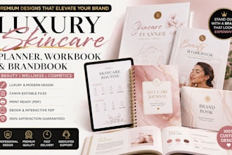 design luxury skincare planner beauty workbook journal brand book canva ebook