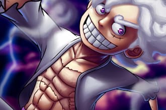 draw an anime art and draw a cartoon art