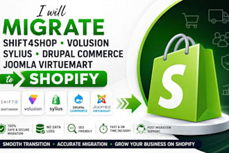migrate shift4shop volusion sylius drupal commerce joomla virtuemart to shopify