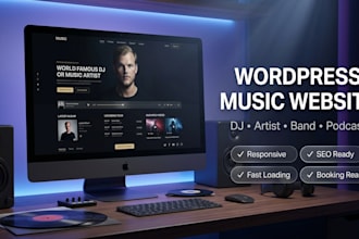 build dj artist music website band musician podcast booking portfolio design