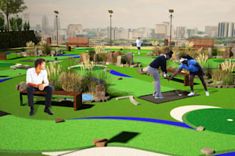 create 3d mini golf course designs and realistic renderings