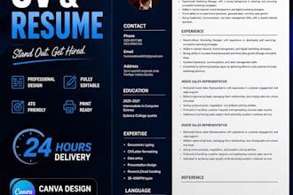 design modern CV resume and business card in 24 hours