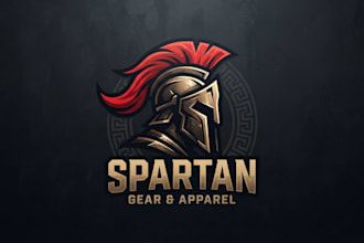 design a bold spartan head logo for your brand