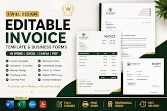 design editable invoice template,quotation, receipt,estimate, and business forms