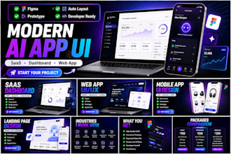 design ai app UI UX, saas web app, mobile app and dashboard in figma