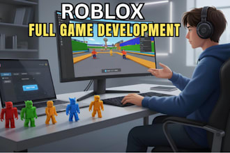 create completed roblox game, simulator, obby, tycoon game developer, ui design