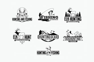 design hunting fishing logo outdoor vintage badge t shirt