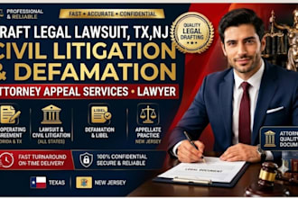 draft legal lawsuit tx nj civil litigation appeal for attorney lawyer defamation