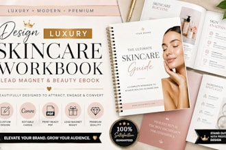 design luxury skincare lead magnet beauty workbook ebook canva template pdf