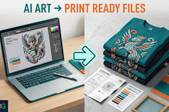 fix and convert your ai generated tshirt design into print ready art