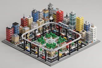 create custom lego moc 3d lego model digital city build and instructions