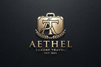 design a premium suitcase logo for luxury travel brand
