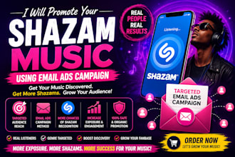 setup email ads campaign to promote shazam music promotion