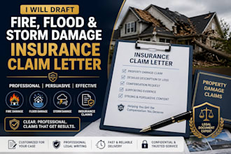 draft a fire flood storm damage insurance claim letter water damage claim