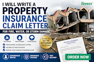 write a property insurance claim letter for fire, water, or storm damage