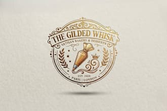 design a creative pastry bag logo for bakery and dessert brand