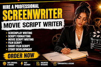 write a professional screenplay, movie script, film script and short film script