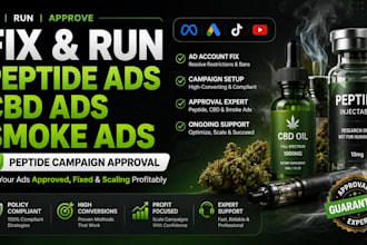 fix and run peptide ads, cbd ads, smoke ads, peptide campaign approval