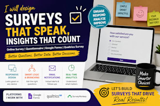 design online survey, questionnaire, google forms, or qualtrics survey