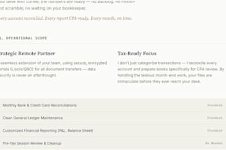 clean up books, reconciliations, bookkeeping, reports