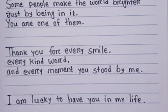 beautifully handwrite letters and notes in neat cursive